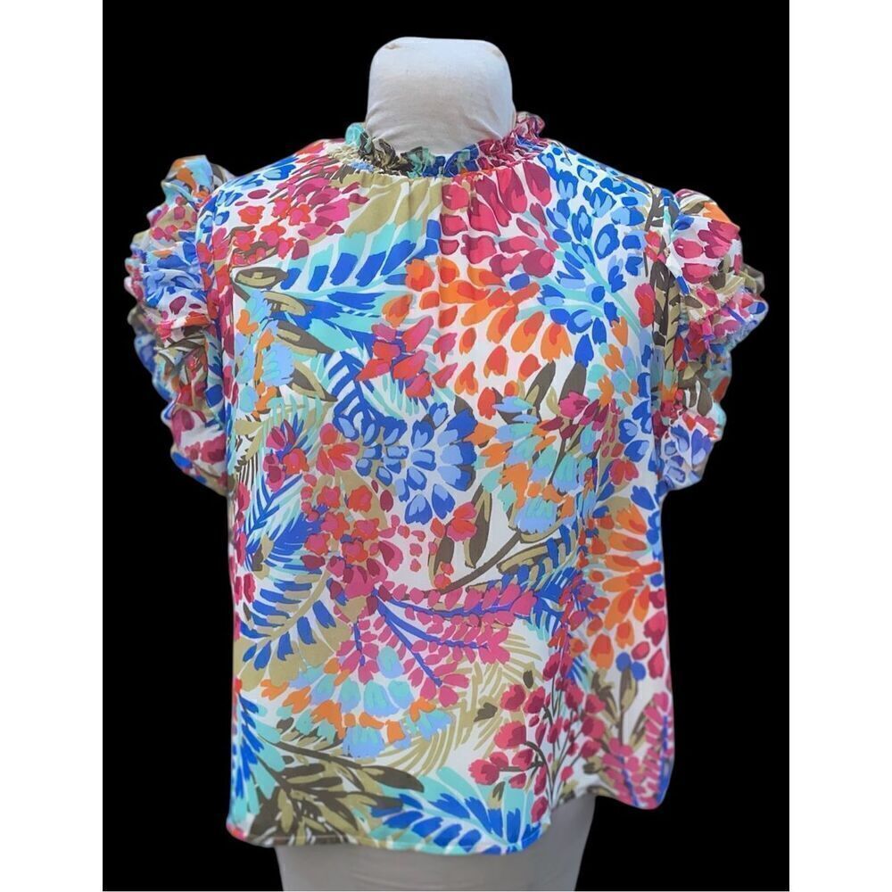 Sugar Lips Floral Top Lined Keyhole Button Back Sz. L Feminine - Picture 2 of 13